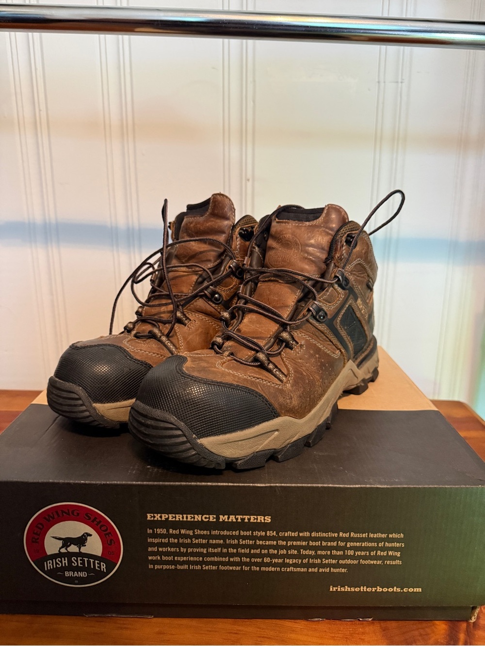 Irish Setter Brown and Black Leather Lace-Up Outdoor Work Boots